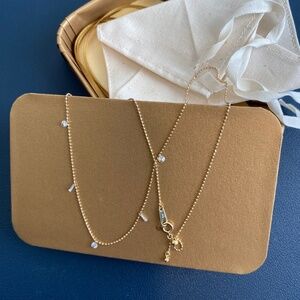 Kataoka 18K Baguette and Round Diamond Necklace